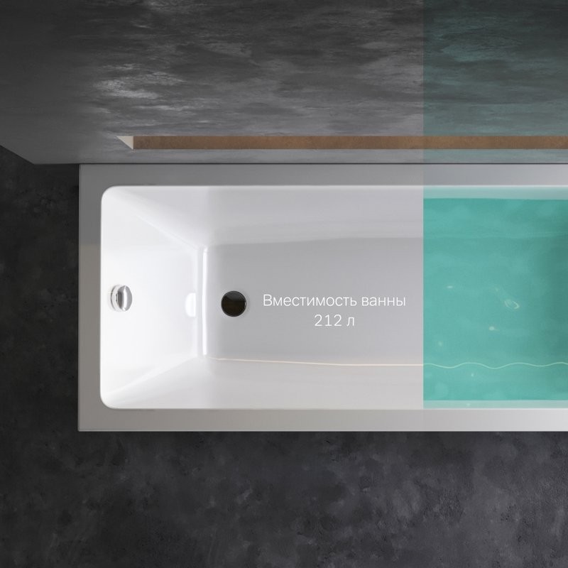 Акриловая ванна AM.PM Gem 180x70 см, пристенная, белая, с каркасом, с экраном