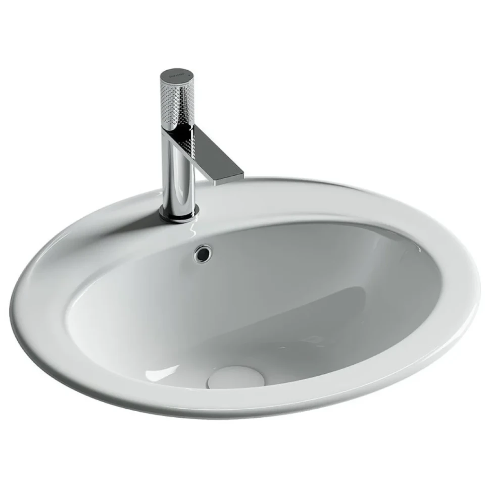 Раковина встраиваемая сверху Ceramicanova Sun овальная 565x495x200 мм с переливом цвет белый CN6079