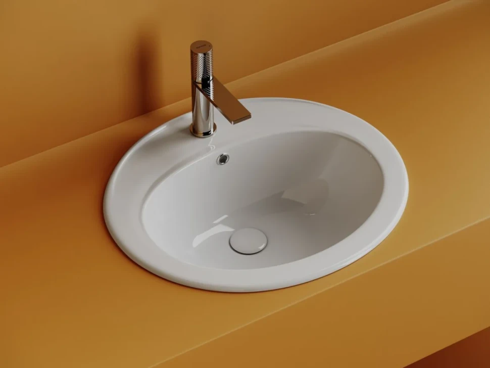 Раковина встраиваемая сверху Ceramicanova Sun овальная 565x495x200 мм с переливом цвет белый CN6079