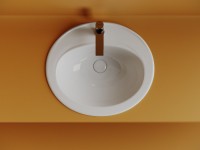 Раковина встраиваемая сверху Ceramicanova Sun овальная 565x495x200 мм с переливом цвет белый CN6079