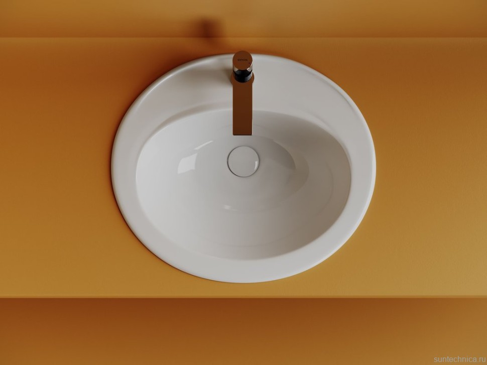 Раковина встраиваемая сверху Ceramicanova Sun овальная 565x495x200 мм с переливом цвет белый CN6079