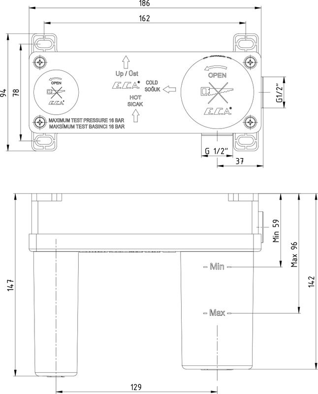 Смеситель для раковины E.C.A. Luna 102167606EX-YY С ВНУТРЕННЕЙ ЧАСТЬЮ хром