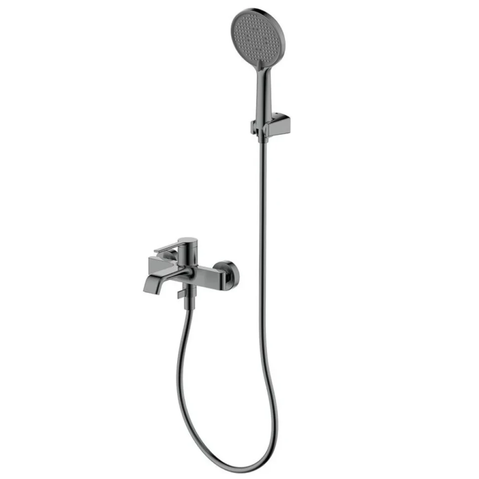 Смеситель для ванны с душевым гарнитуром, метал Gun metal, AQUAme Asti AQM6412GM