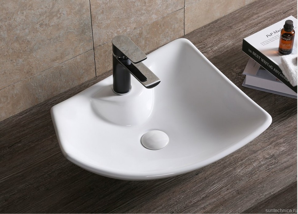 Накладная раковина Ceruttispa CR7054 50 глянцевая белая, с 1 отверстием под смеситель