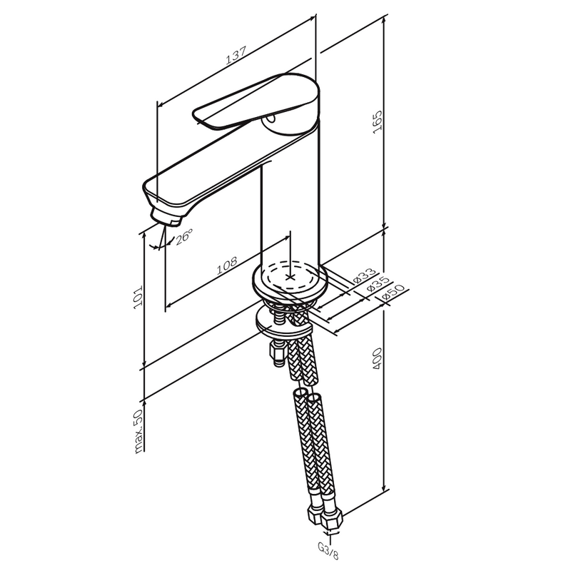 Смеситель для раковины AM.PM Crave F9C02100 хром