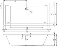 Акриловая ванна Riho Rething Cubic 190x90 см, встраиваемая, цвет европейский белый, с каркасом, со сливом-переливом