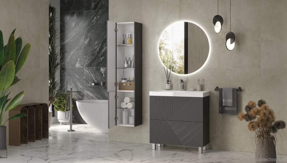 Шкаф-пенал для ванной Velvex Edge 35 графит