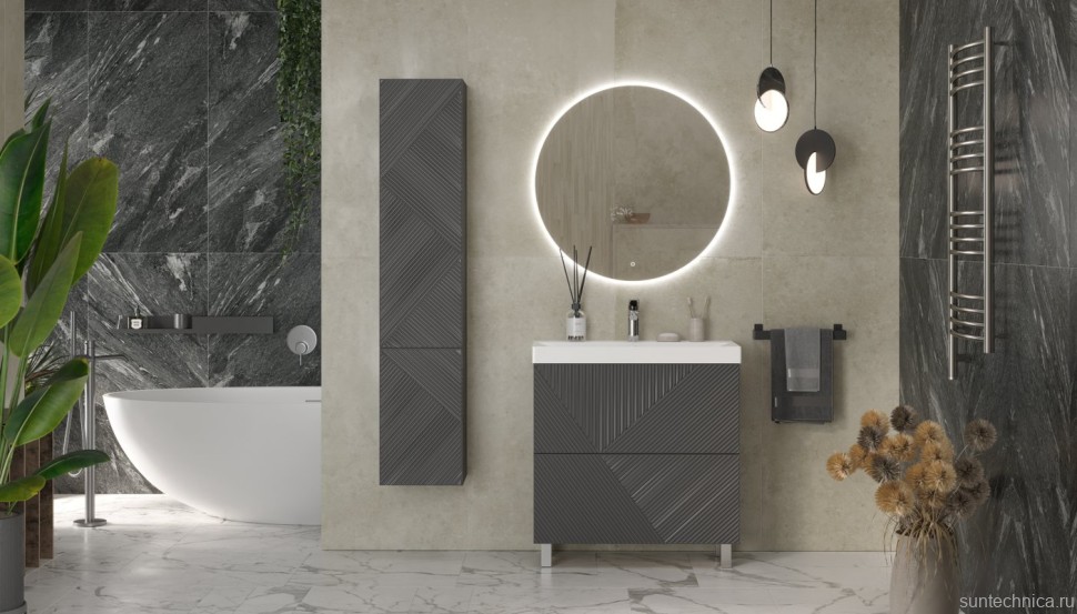 Шкаф-пенал для ванной Velvex Edge 35 графит