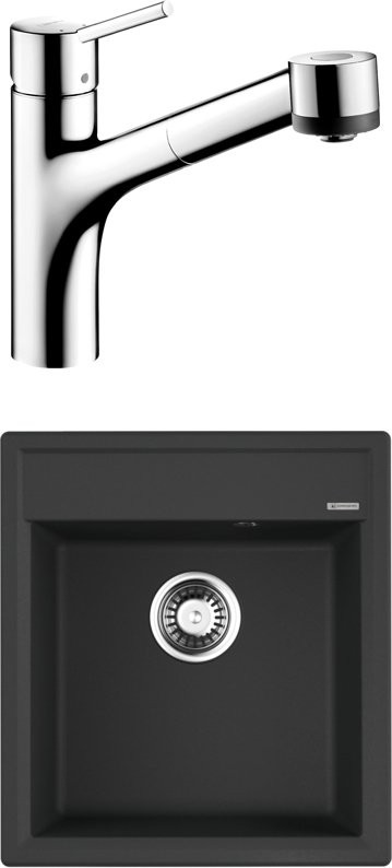 Комплект Мойка Omoikiri Daisen 46-BL черная + Смеситель Hansgrohe Talis S 32841000