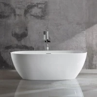 Акриловая ванна Vincea VBT-408-1800 180x80 см, отдельностоящая, белая, овальная, на ножках, со сливом-переливом