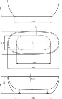 Акриловая ванна Vincea VBT-408-1800 180x80 см, отдельностоящая, белая, овальная, на ножках, со сливом-переливом
