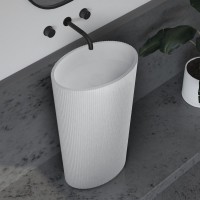 Раковина напольная Abber Stein AS2504-H 50 матовая белая, овальная, моноблок, искусственный камень