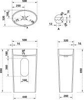 Раковина напольная Abber Stein AS2504-H 50 матовая белая, овальная, моноблок, искусственный камень