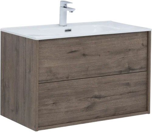 Тумба под раковину без столешницы Aquanet Lino 80 подвесная, дуб веллингтон