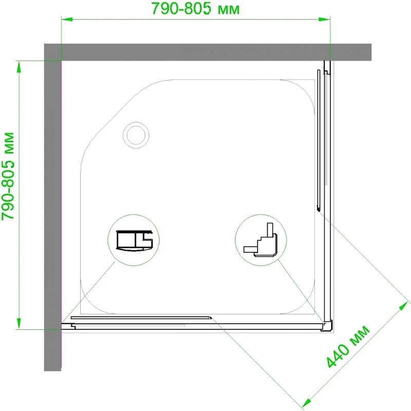 Душевой уголок Royal Bath HPD RB80 HPD-C-CH 80x80