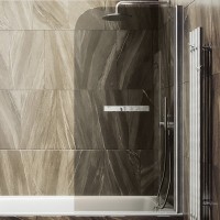 Шторка на ванну Maybahglass MGV-789-5 80x140, профиль матовый хром, стекло бронза