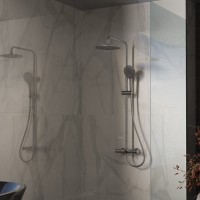Душевая стойка Vincea Rondo VSFS-1R1GM с изливом, вороненая сталь