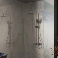 Душевая стойка Vincea Rondo VSFS-1R1GM с изливом, вороненая сталь