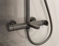 Душевая стойка Vincea Rondo VSFS-1R1GM с изливом, вороненая сталь