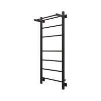 Полотенцесушитель электрический Grota Alto 530х1200 RAL9005 EL 120x55 см, подключение справа, слева, скрытое подключение справа, матовый черный, лесенка, из стали, с полкой