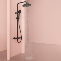 Душевая стойка Sancos Kanedo SC7200MB с термостатом, черная матовая