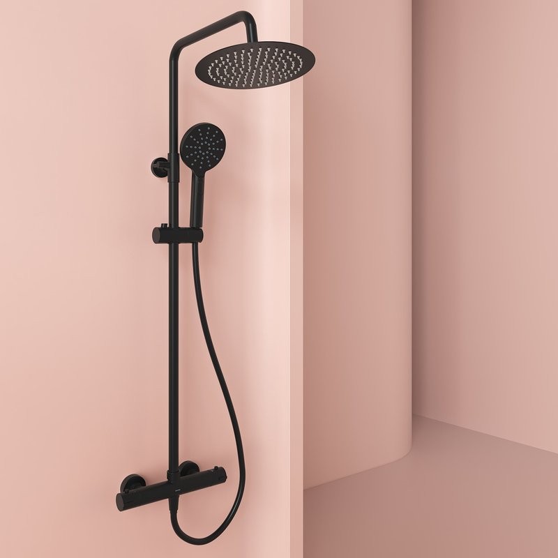 Душевая стойка Sancos Kanedo SC7200MB с термостатом, черная матовая