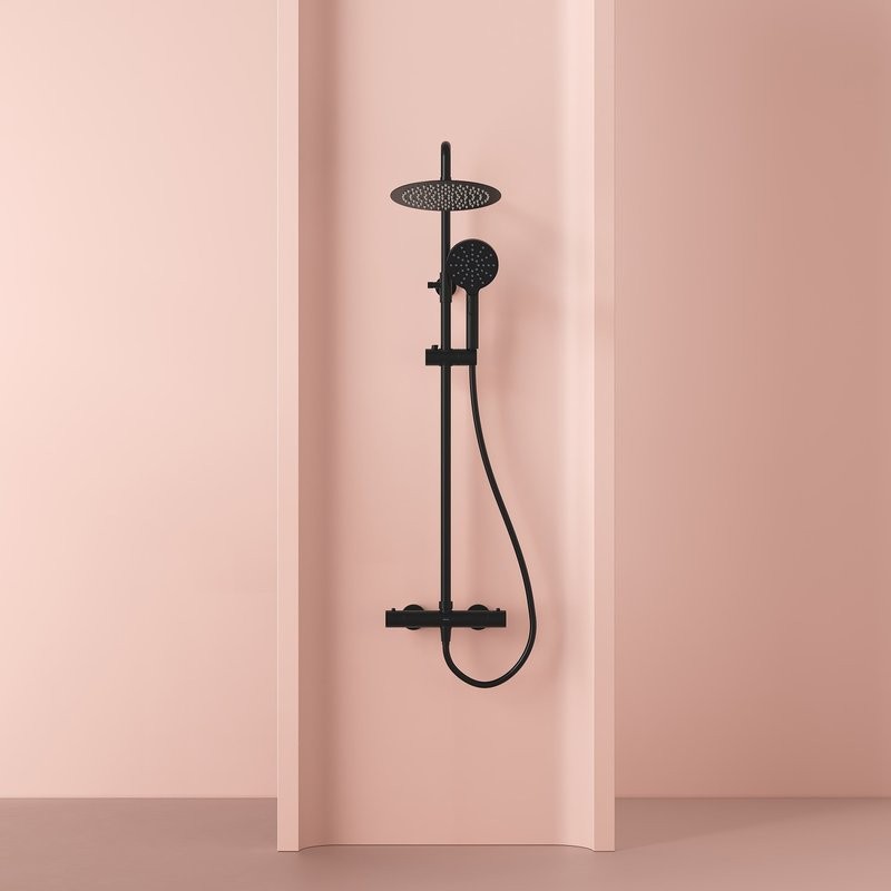 Душевая стойка Sancos Kanedo SC7200MB с термостатом, черная матовая