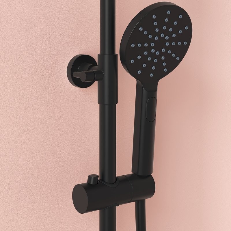 Душевая стойка Sancos Kanedo SC7200MB с термостатом, черная матовая