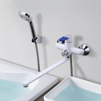 Смеситель с длинным изливом для ванны Frap H34 F2234 белый, хром