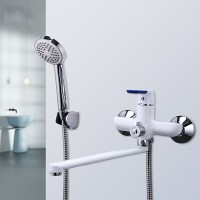 Смеситель с длинным изливом для ванны Frap H34 F2234 белый, хром