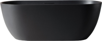 Ванна из искусственного камня Abber Frankfurt 170x75 см, отдельностоящая, черная, овальная, со сливом-переливом