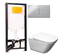 Комплект Унитаз подвесной Roca Gap + Крышка 801472001 с микролифтом + Инсталляция OLI 80 ECO Sanitarblock mechanic 3 в 1 с кнопкой смыва