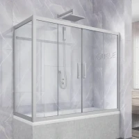 Шторка на ванну Kubele DE019 PR4-CLN-MT 150х80 см, профиль матовый хром