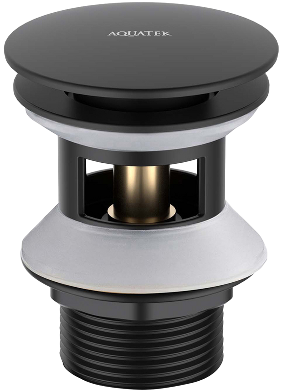Донный клапан для раковины AQUATEK AQ6002MB с переливом, матовый черный