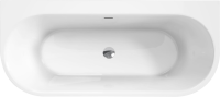 Акриловая ванна BelBagno BB711-1700-750 170x75 см, пристенная, белая, овальная, со сливом-переливом, с донным клапаном