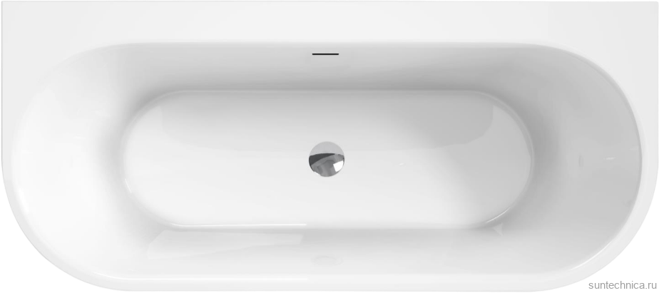 Акриловая ванна BelBagno BB711-1700-750 170x75 см, пристенная, белая, овальная, со сливом-переливом, с донным клапаном
