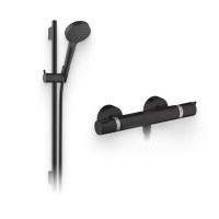 Душевой комплект Термостат Hansgrohe Ecostat Comfort 13116670 для душа, матовый черный + Гарнитур Vernis Blend 26422670 матовый черный