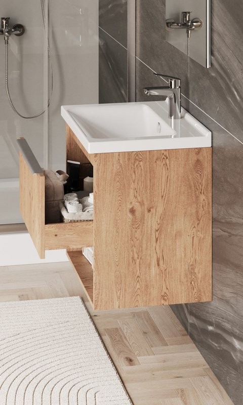 Тумба под раковину без столешницы AQUATON Хоуп 60 подвесная, 1 ящик, орех