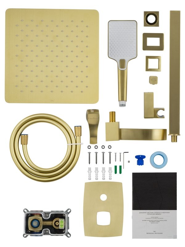Душевой комплект Wonzon & Woghand Flex WW-88939072-BG С ВНУТРЕННЕЙ ЧАСТЬЮ, брашированное золото