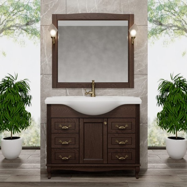 Мебель для ванной комнаты ValenHouse Эллина 105 кальяри, 6 ящиков, 1 дверца, ручки бронза