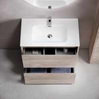 Мебель для ванной комнаты Sancos Libra Floor 80 дуб галифакс натуральный, белая раковина CN7005