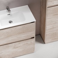 Мебель для ванной комнаты Sancos Libra Floor 80 дуб галифакс натуральный, белая раковина CN7005