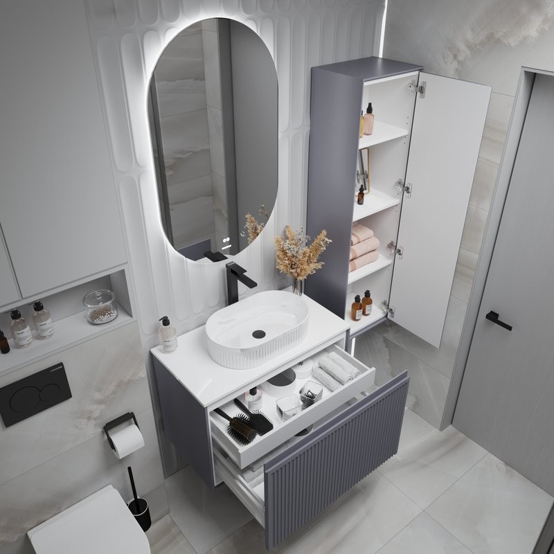 Мебель для ванной комнаты Grossman Кристалл 80 подвесная, матовый графит