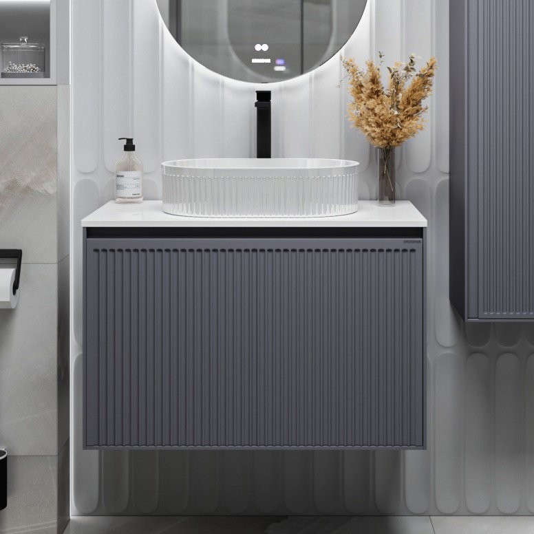 Мебель для ванной комнаты Grossman Кристалл 80 подвесная, матовый графит