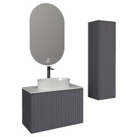Мебель для ванной комнаты Grossman Кристалл 80 подвесная, матовый графит