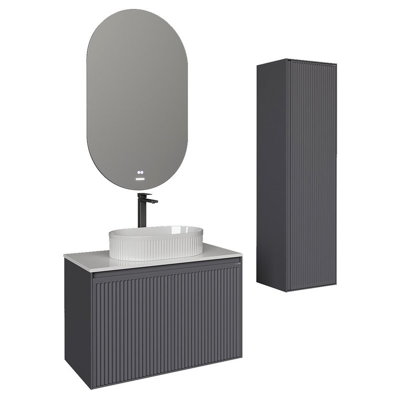 Мебель для ванной комнаты Grossman Кристалл 80 подвесная, матовый графит