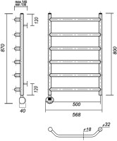 Полотенцесушитель электрический Domoterm Лаура П6 50x80, золото, L