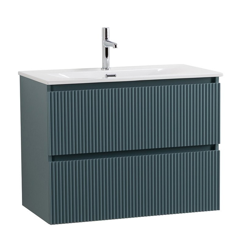 Мебель для ванной комнаты BelBagno Uno-mini 80 подвесная, 2 ящика, матовая голубая