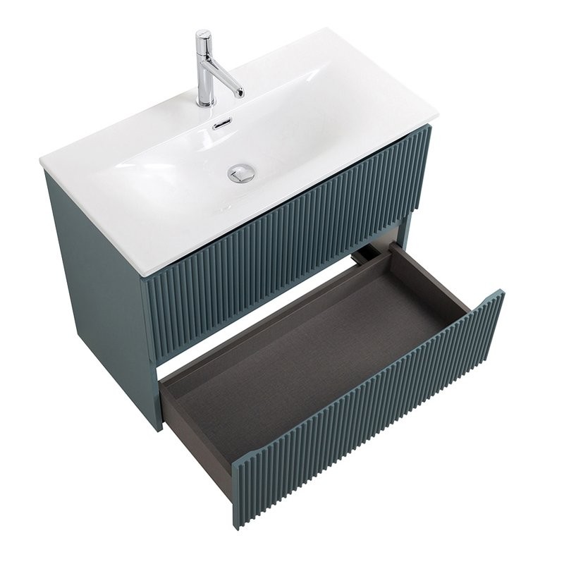 Мебель для ванной комнаты BelBagno Uno-mini 80 подвесная, 2 ящика, матовая голубая