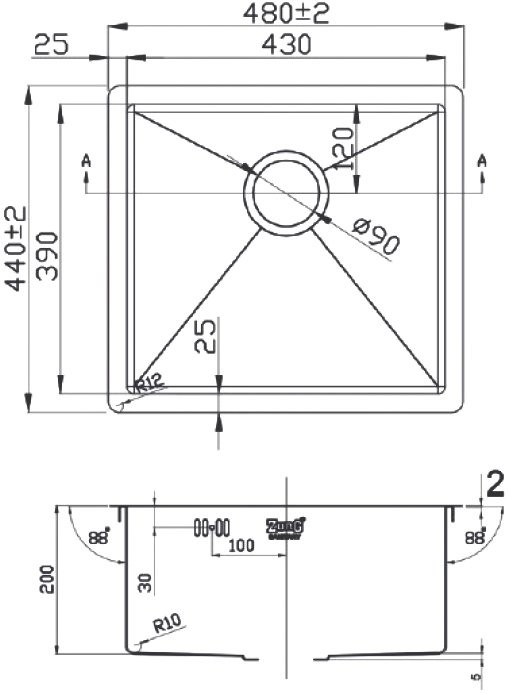 Мойка кухонная Zorg Light ZL R 480440 BRONZE